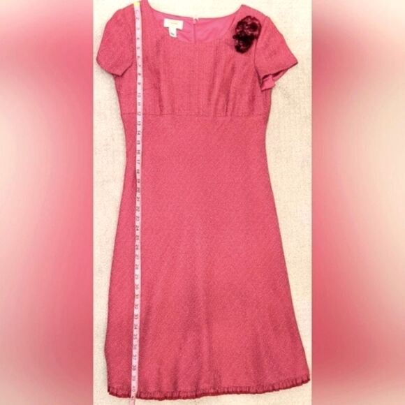 TALBOTS Vintage Dress Fitted Short sleeve Raspberry Pink 10P - Picture 7 of 10